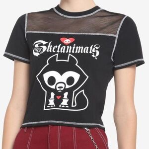 Hot Topic Skelanimals Mesh Shoulder Crop Top - Plus Size 0